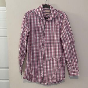 Michael Kors Pink and White Plaid Button Down Shirt